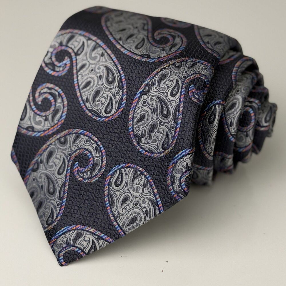 Ermenegildo Zegna Tie Purple Silk Paisley Made In Italy Necktie